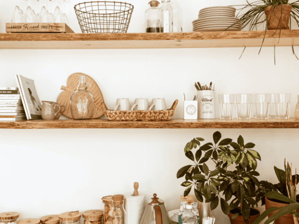 Live Edge Floating Shelves in the Kitchen