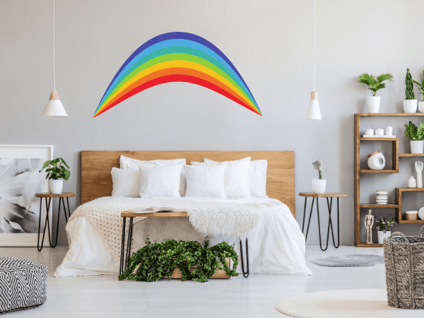 Rainbow Wall Decals in a bedroom