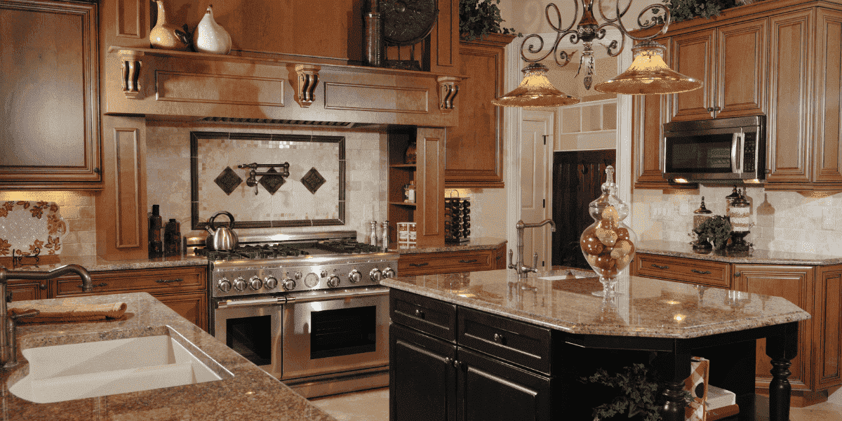 Granite countertops in a kitchen