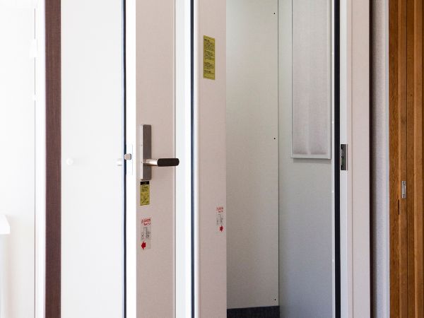 pocket door sliding system in an office